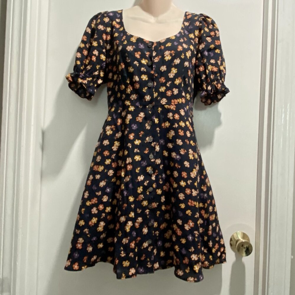 Madewell Fit & Flare Floral Puff Sl. School Preppy Romantic Shirtdress Dress 4